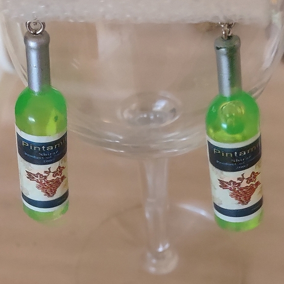 Wine Bottle Earrings + Stem Ring Marker - Picture 1 of 12